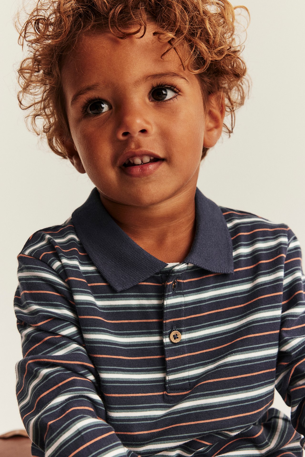 Striped long-sleeve polo shirt