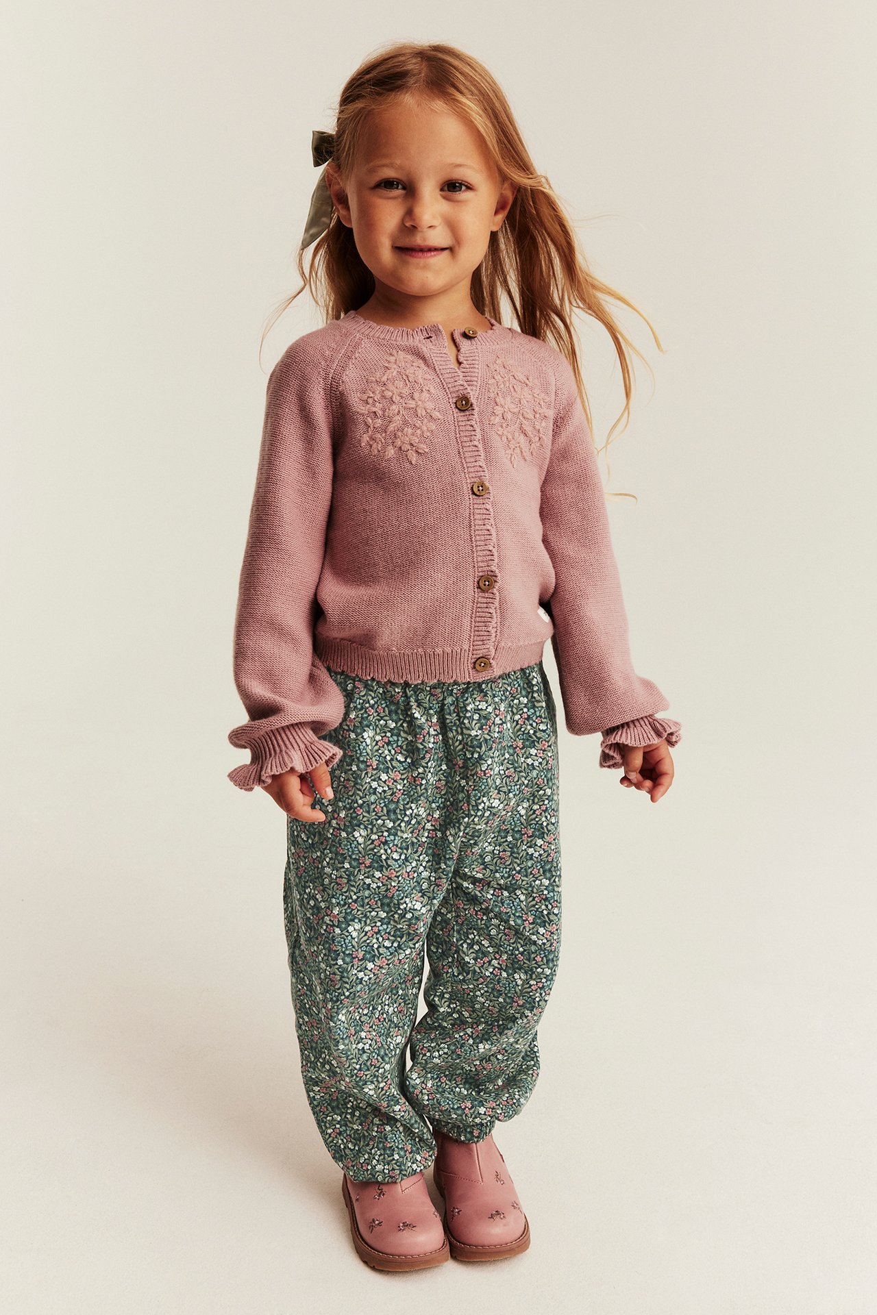Floral twill trousers