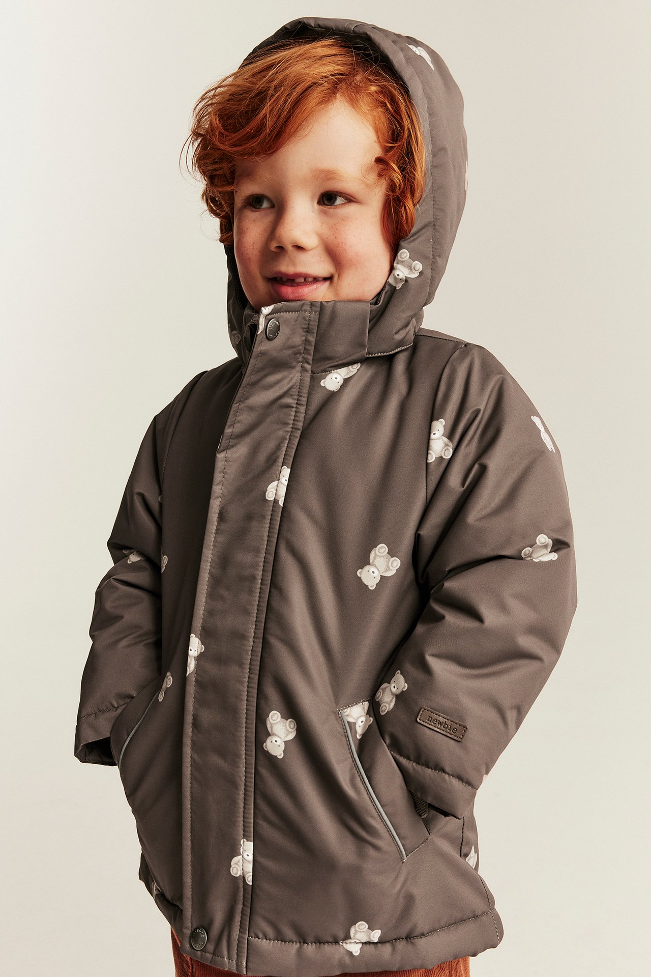 Jacket with teddy bear pattern