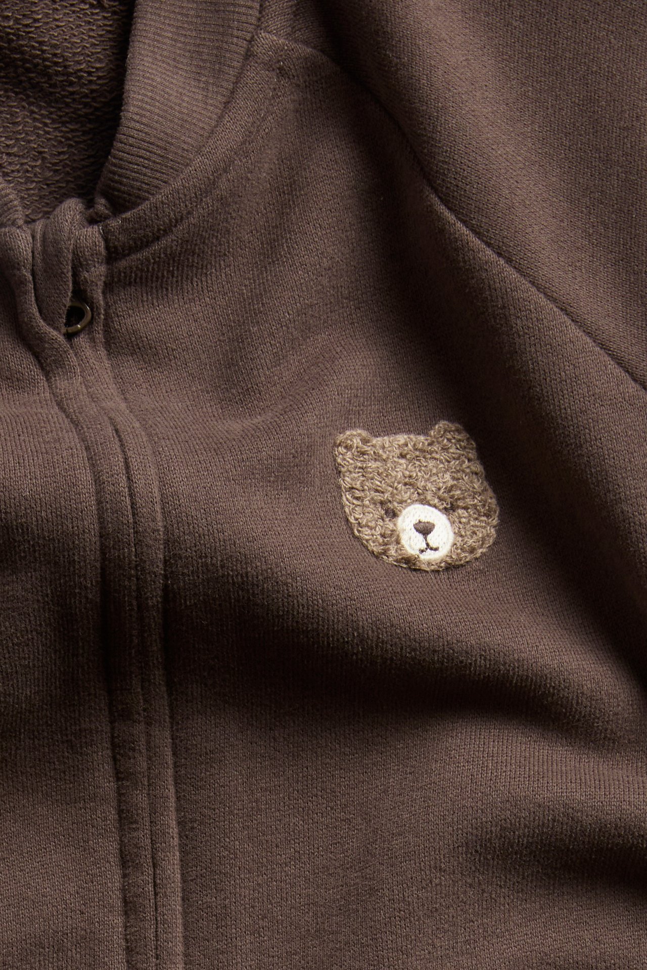 Sweatshirt with zipper and teddy bear - Dark brown - 5