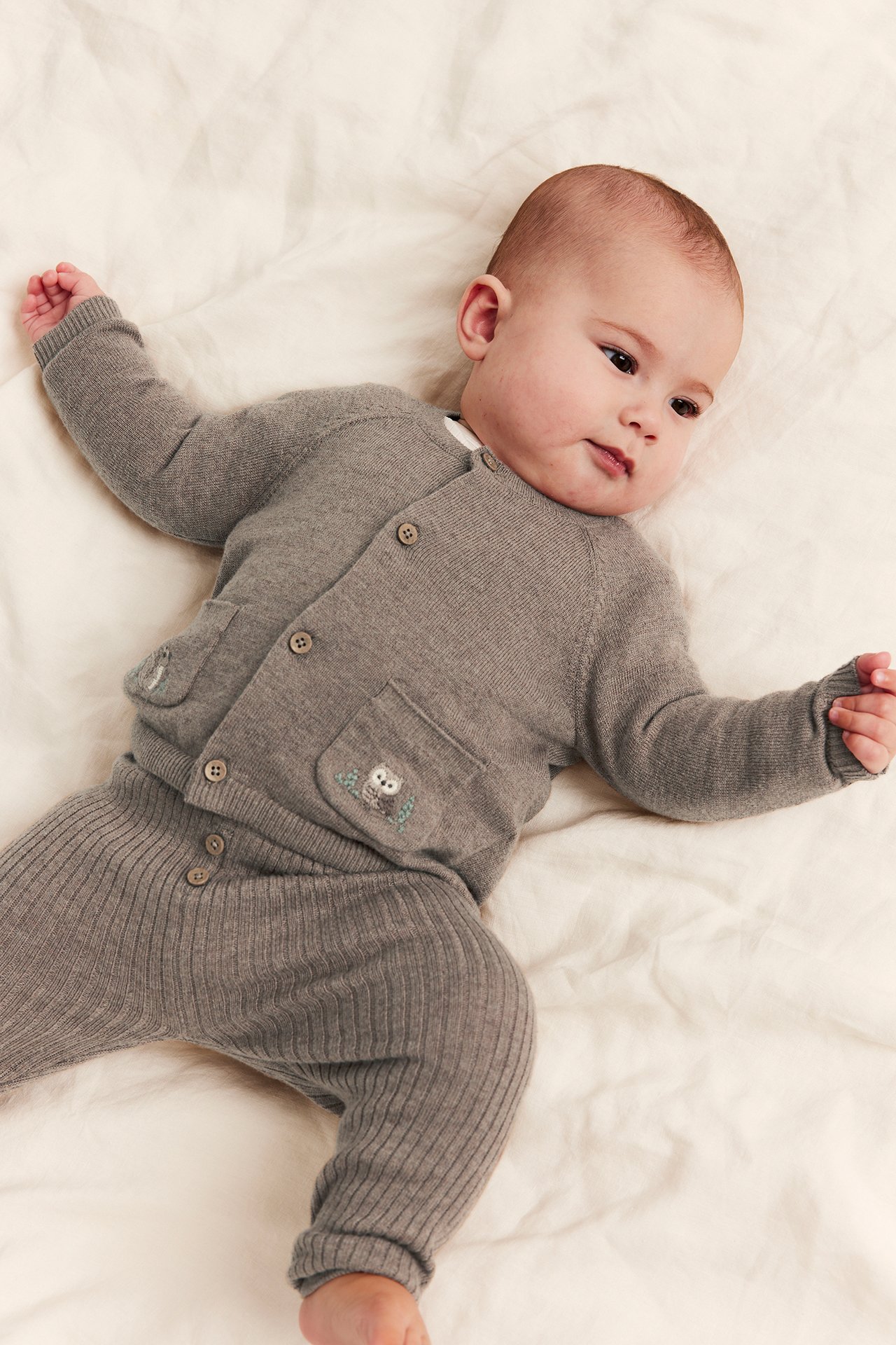 Wool-blend cardigan with animal embroidery