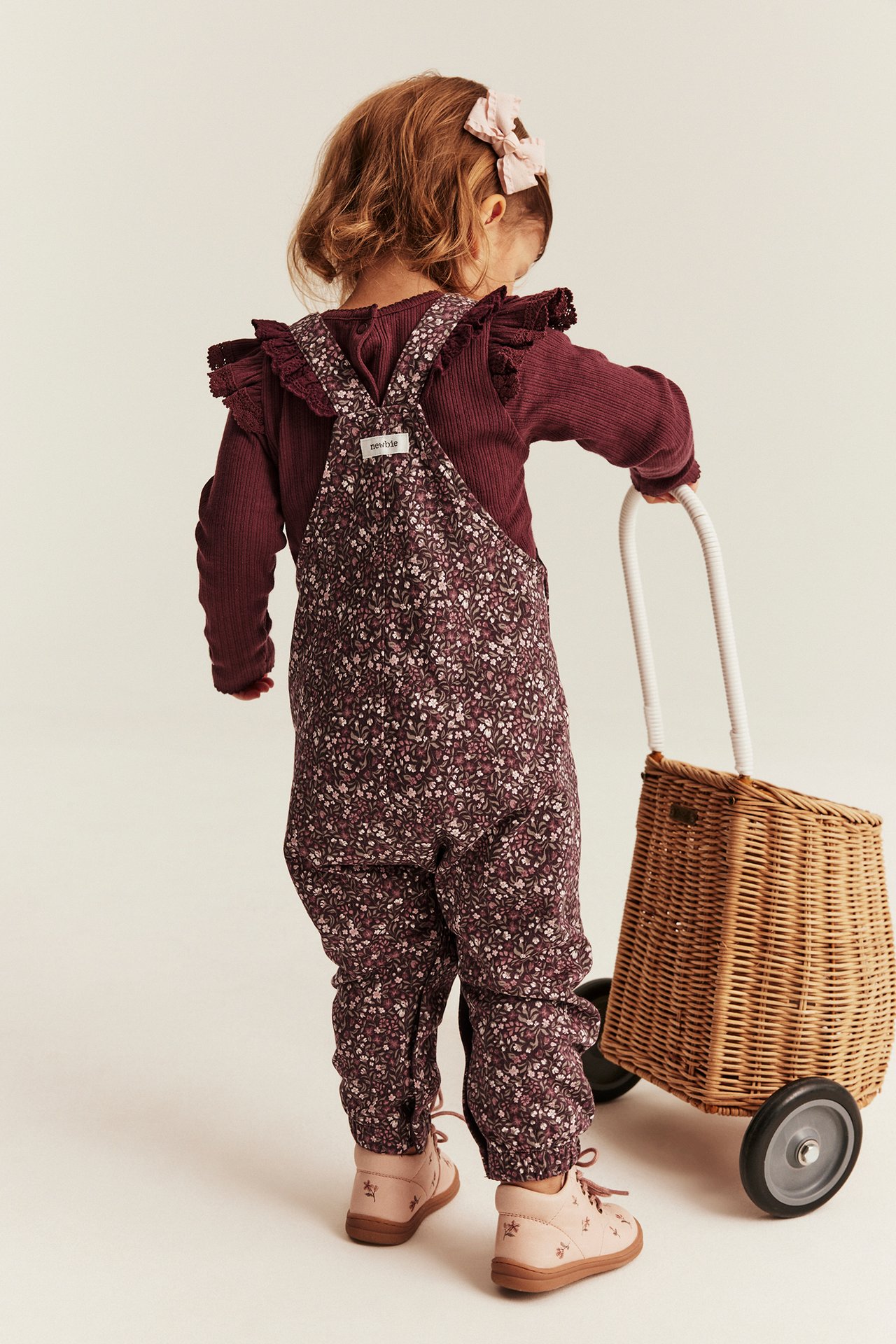 Small-floral dungarees - Wine red - 3