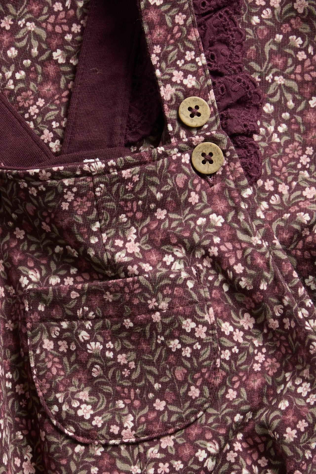 Small-floral dungarees - Wine red - 5