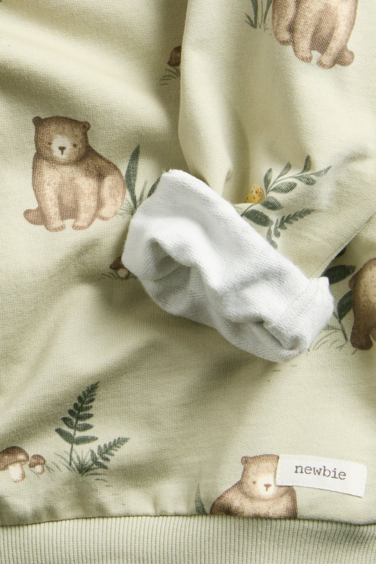 Sweatshirt mit Allover-Muster und Rippbündchen - Hellgrün - 4