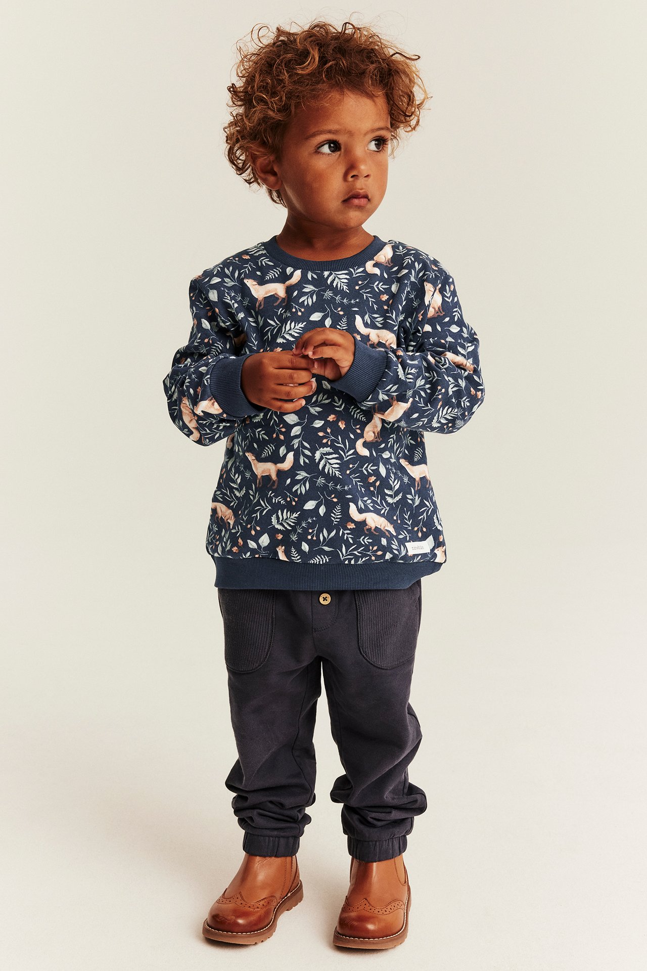Patterned sweatshirt with foxes
