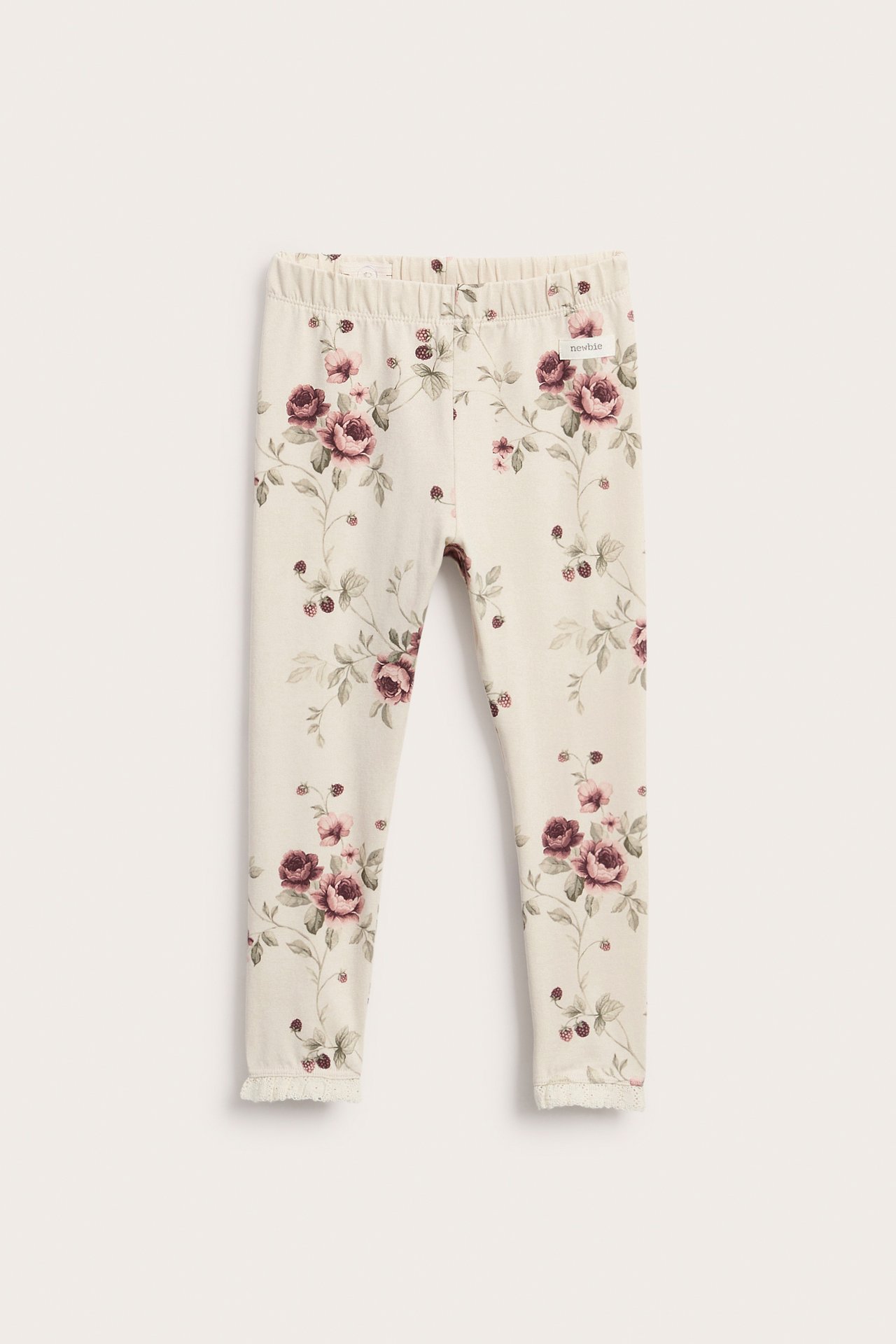 Floral leggings with lace ruffle
