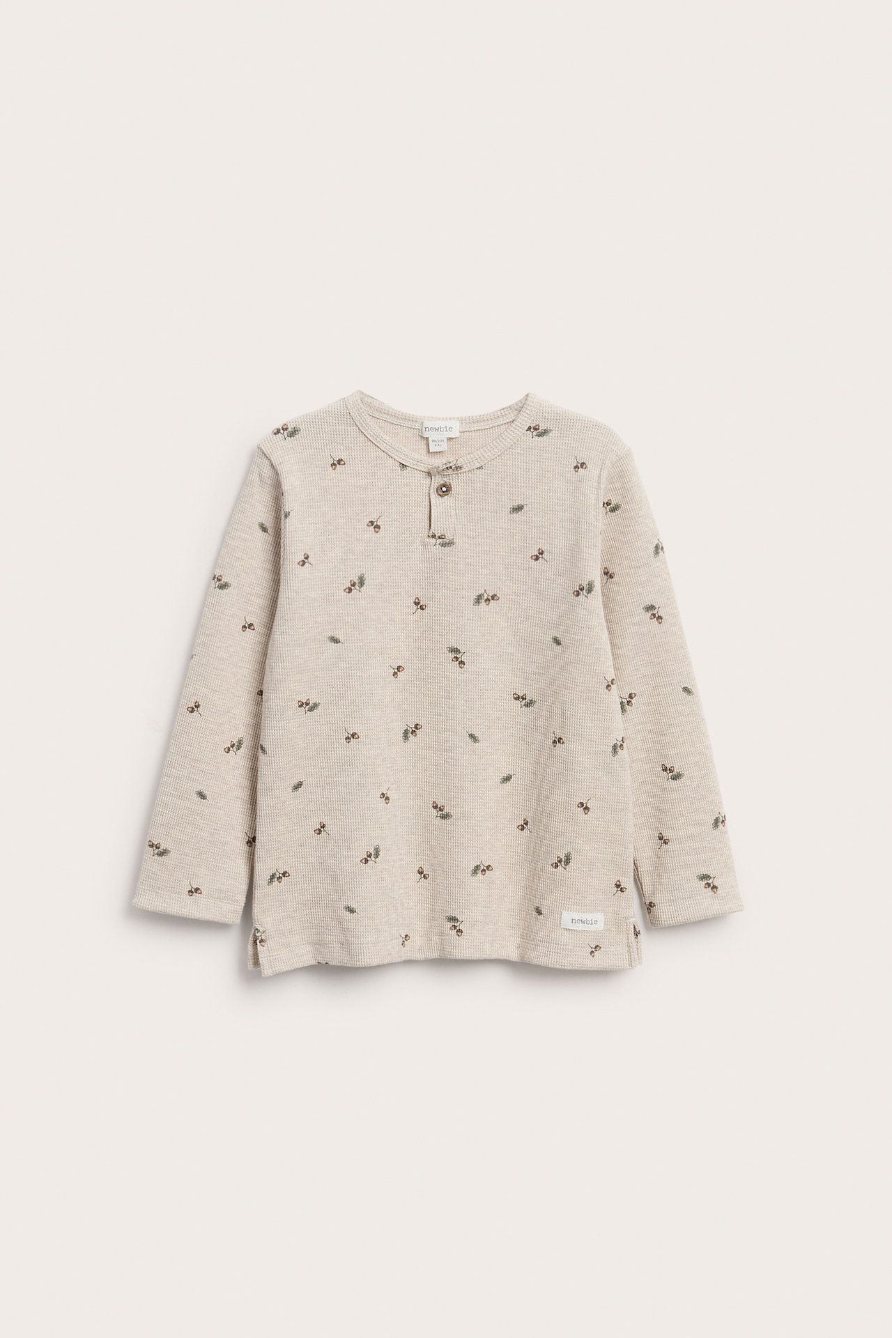 Langärmeliges Oberteil mit Waffelmuster - Beige meliert - 1