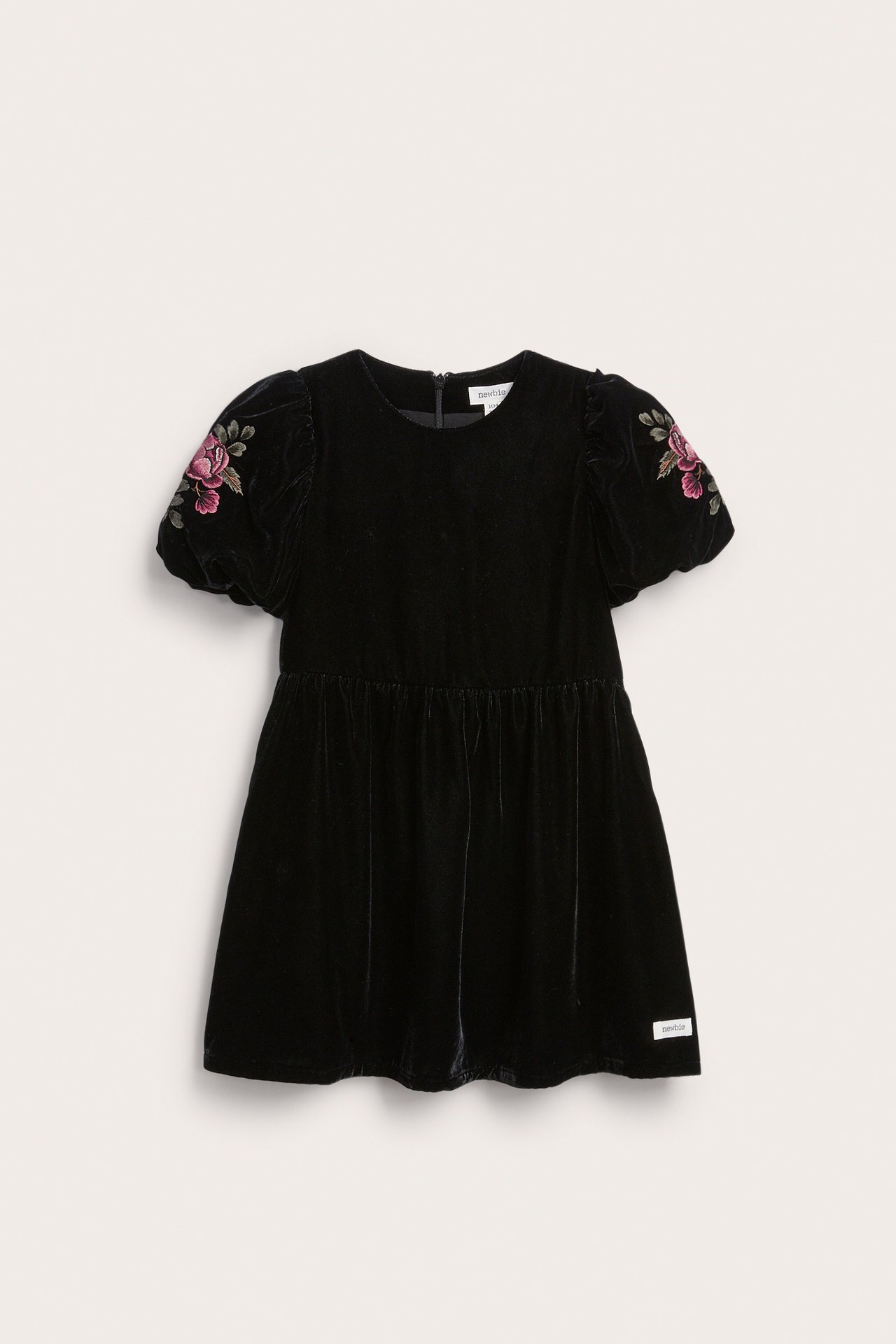 Samtkleid mit Stickerei - Schwarz - 5