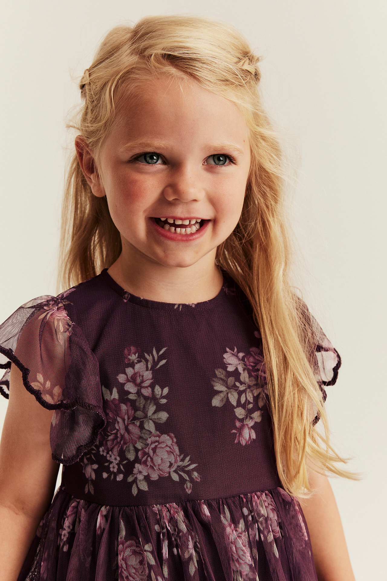 Mesh-Kleid mit Blumen - Lila - 4
