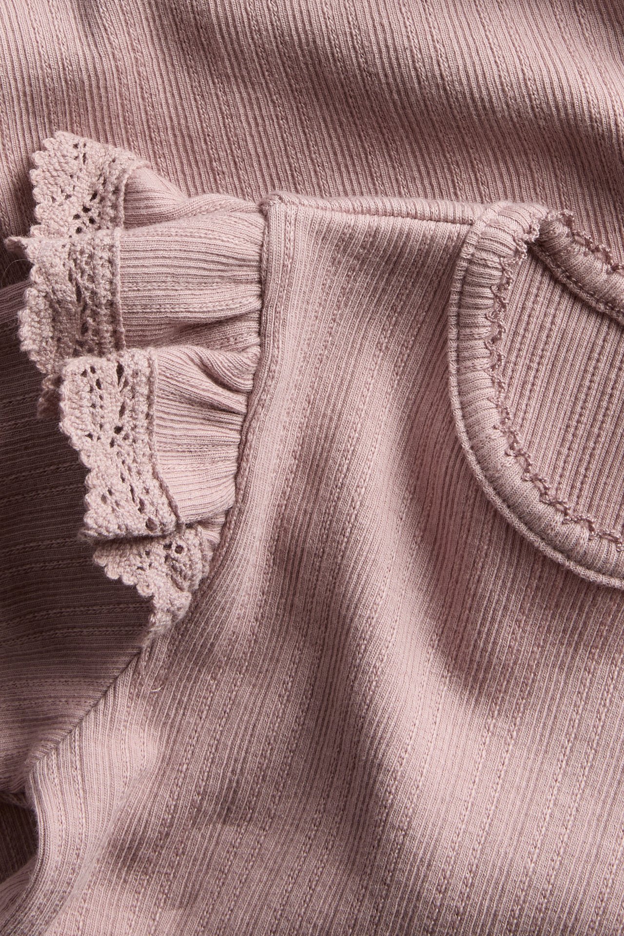 Ripp-Body mit Rüschen - Rosa - 2