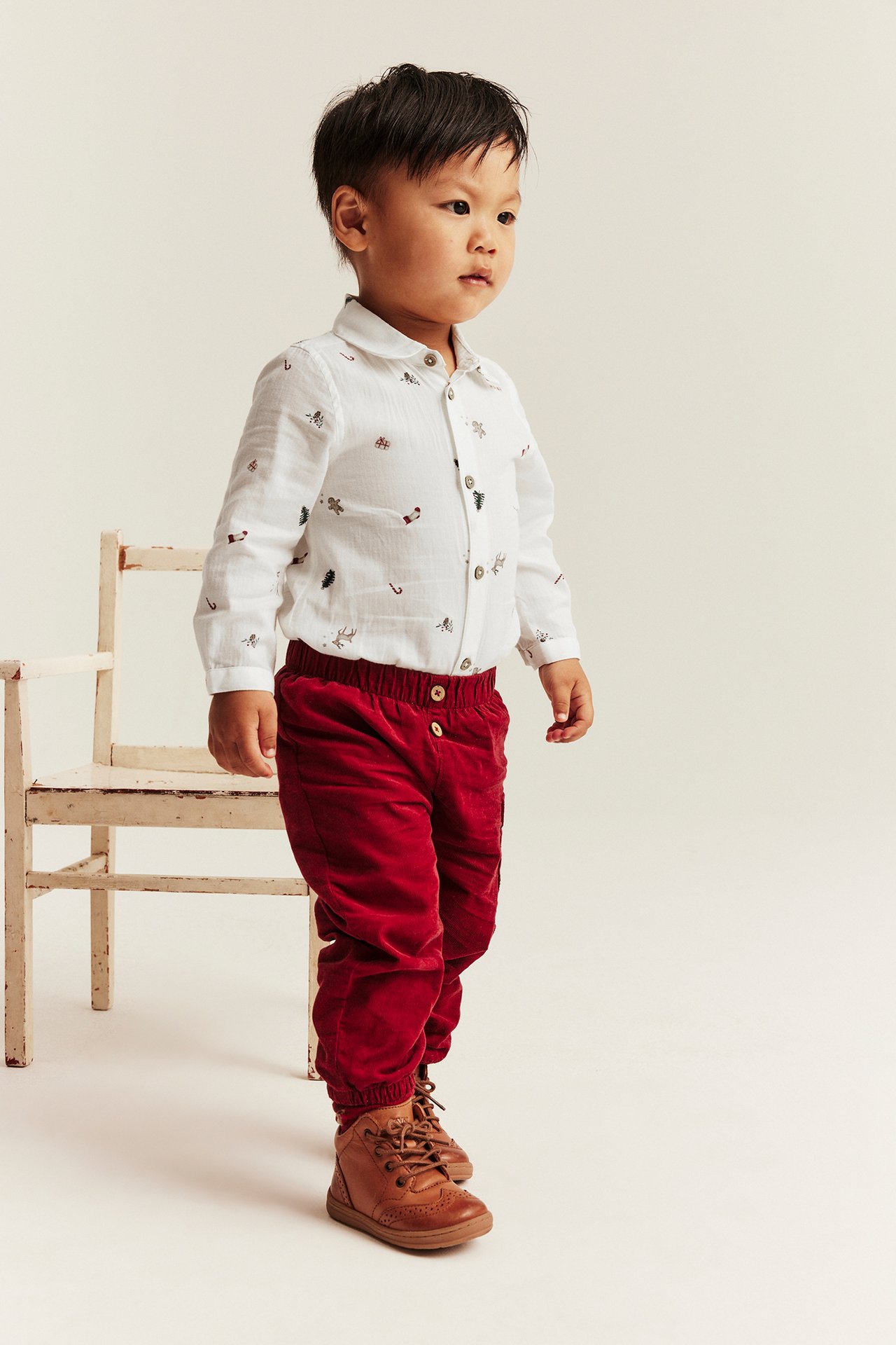 Patterned shirt bodysuit - Off-white - 3