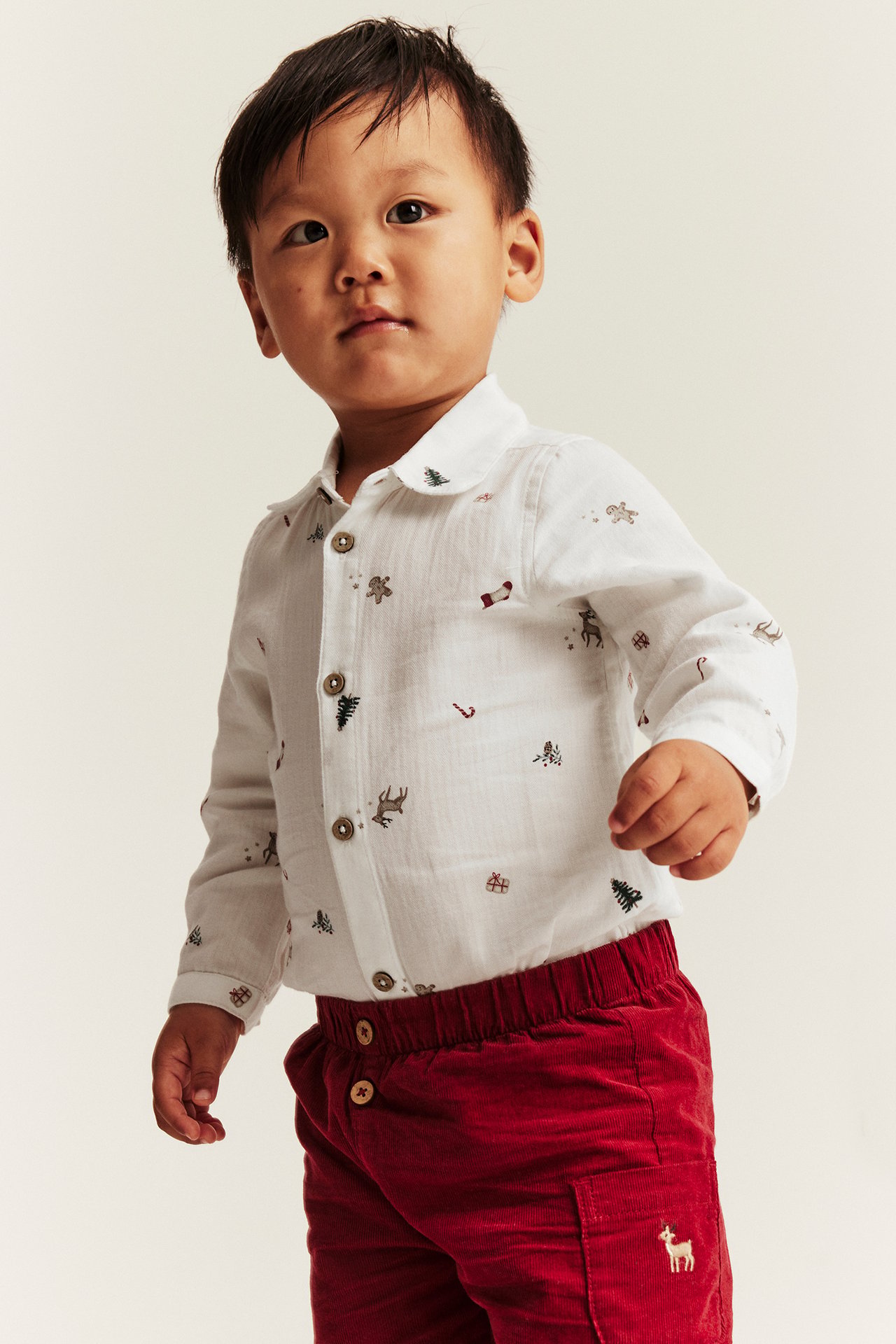 Patterned shirt bodysuit - Off-white - 1