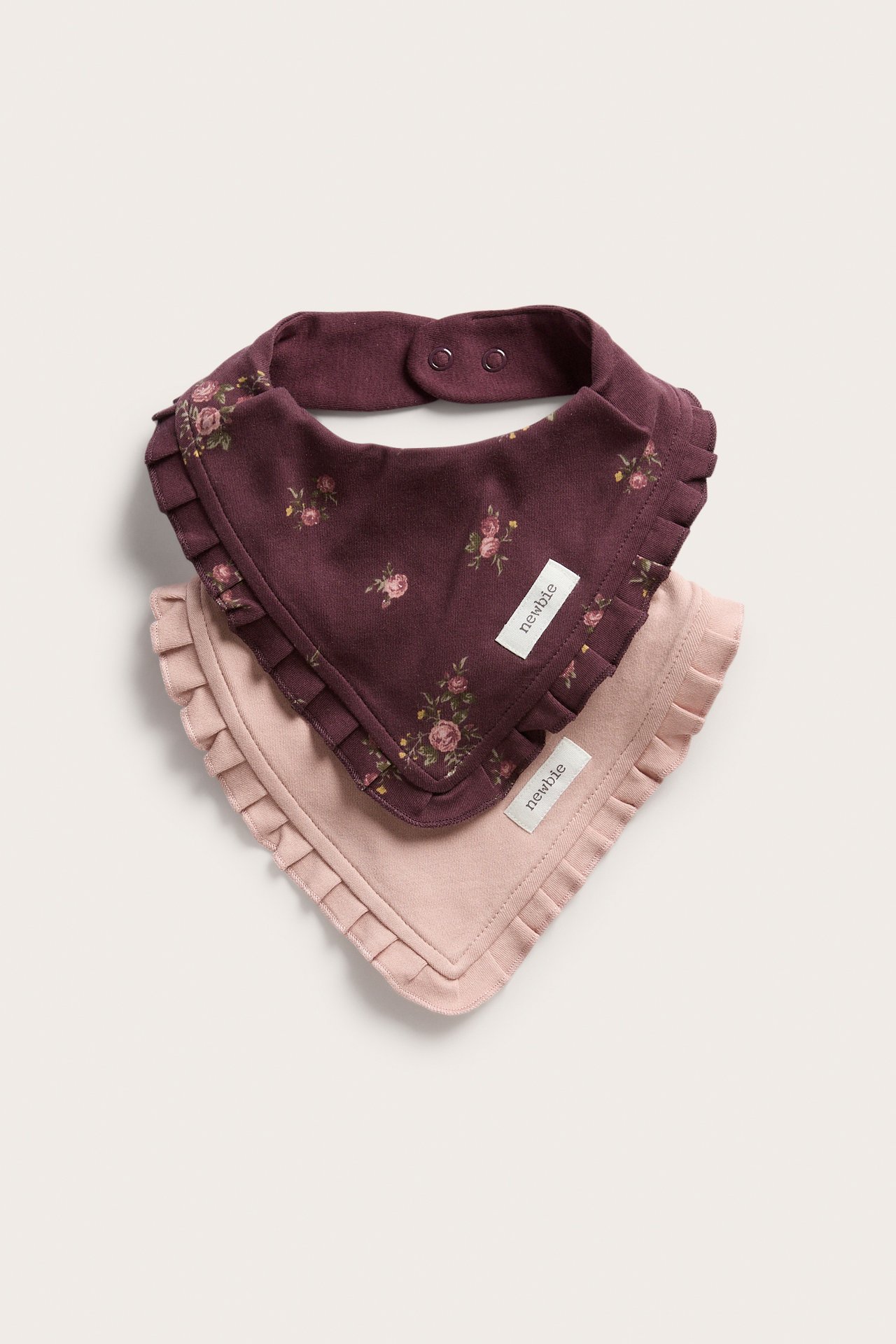2-pack bibs with ruffle - Wine red - 1