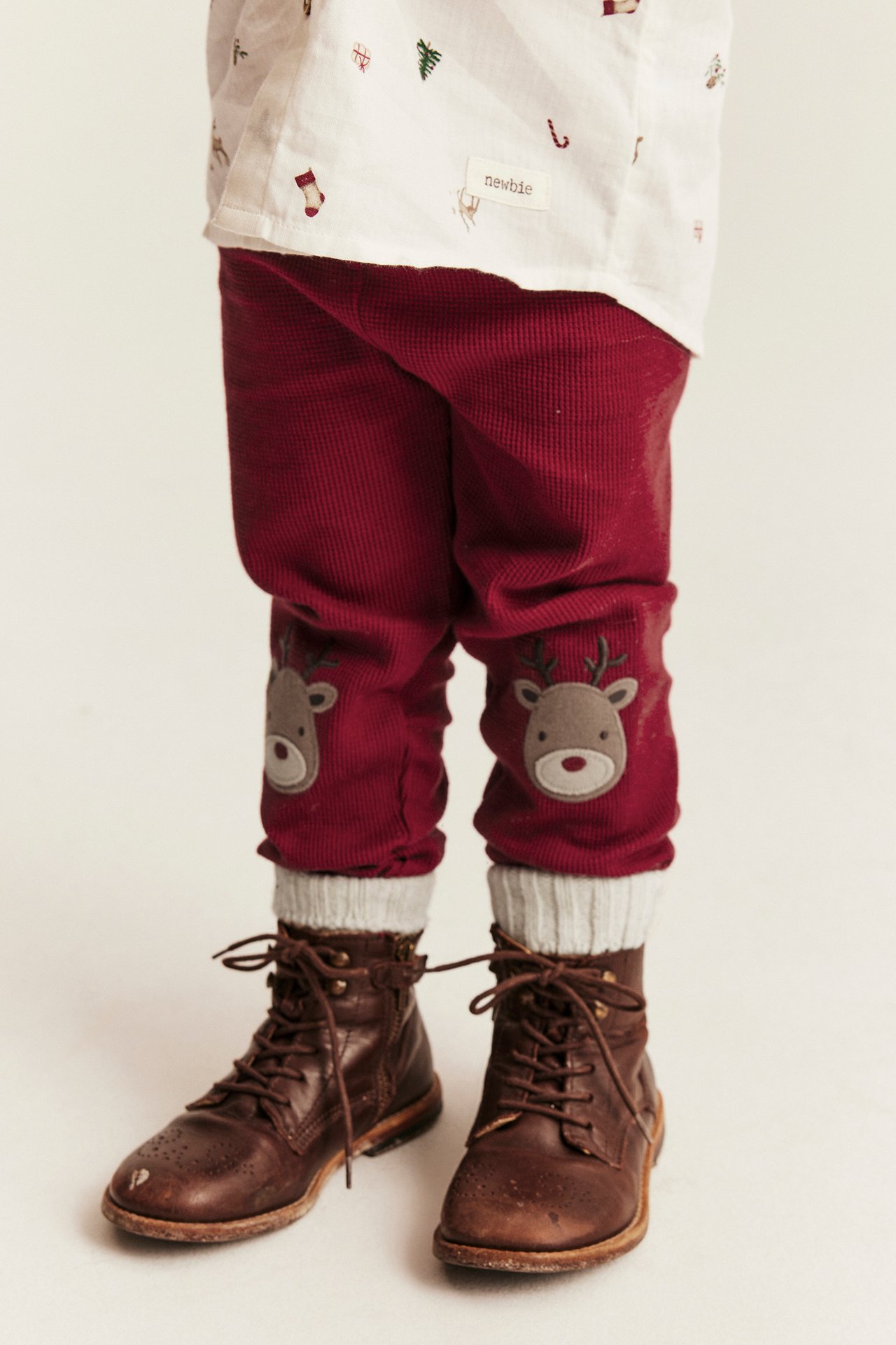 Leggings mit Waffelstruktur und Weihnachtsmotiv - Rot - 2