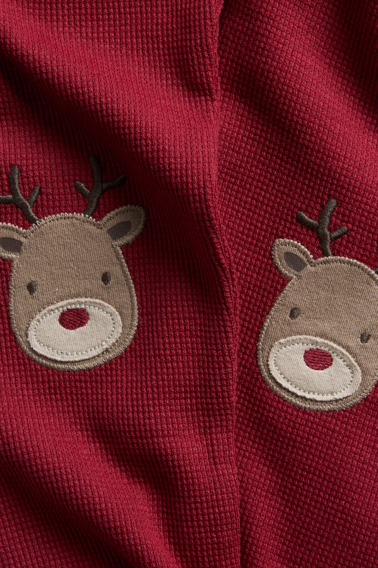 Leggings mit Waffelstruktur und Weihnachtsmotiv - Rot - 4