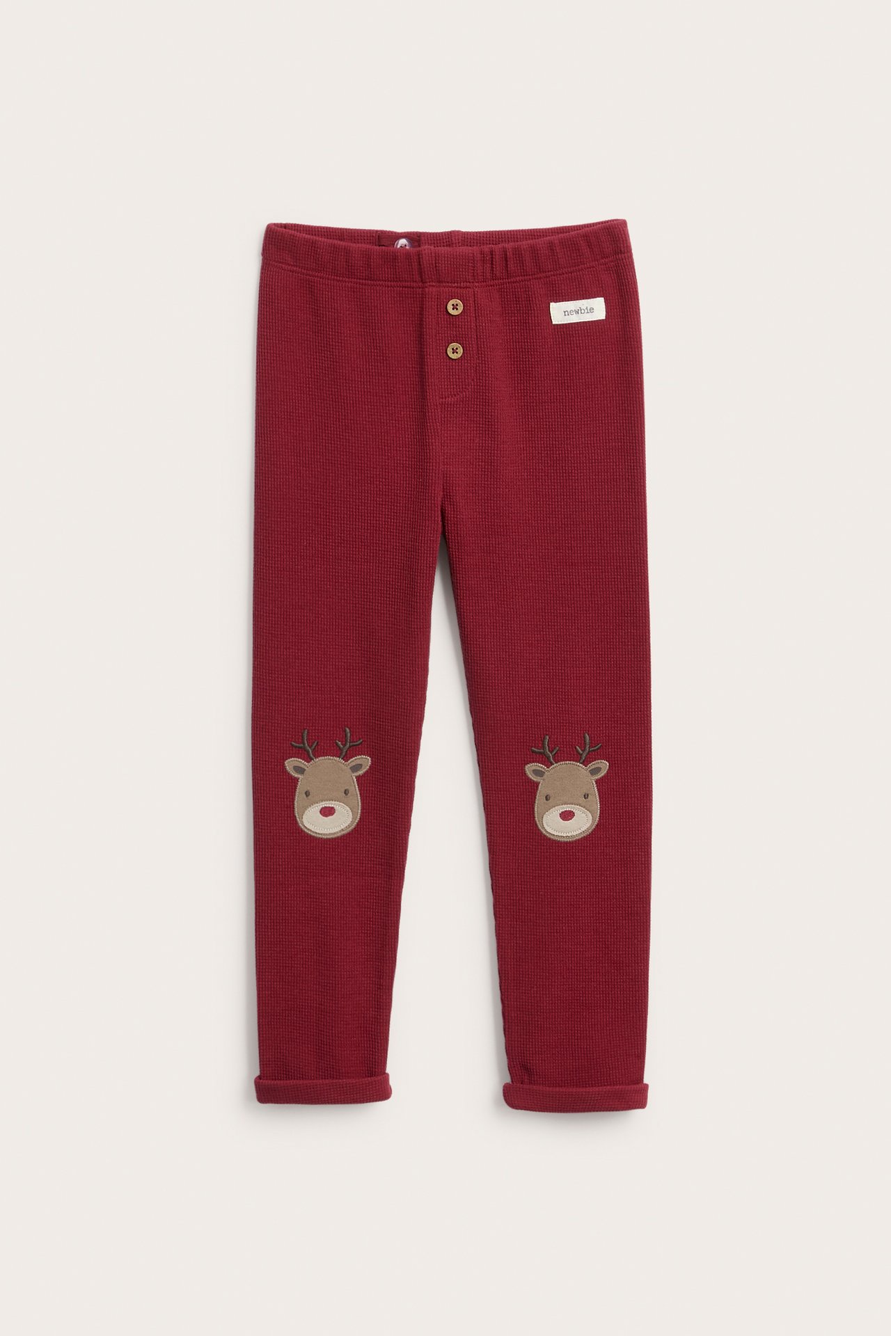 Leggings mit Waffelstruktur und Weihnachtsmotiv - Rot - 5
