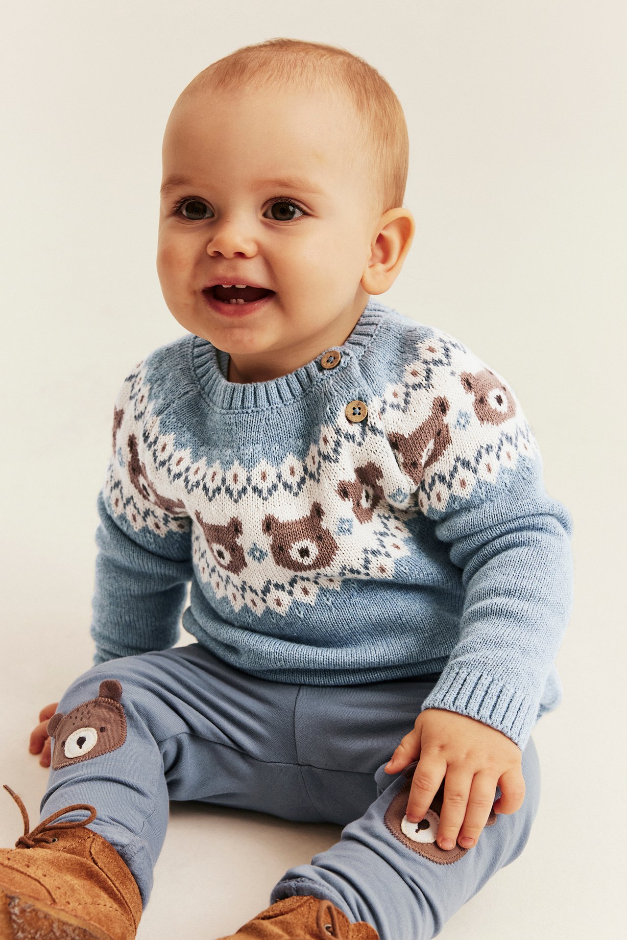 Jacquard-Strickpullover mit Teddybären