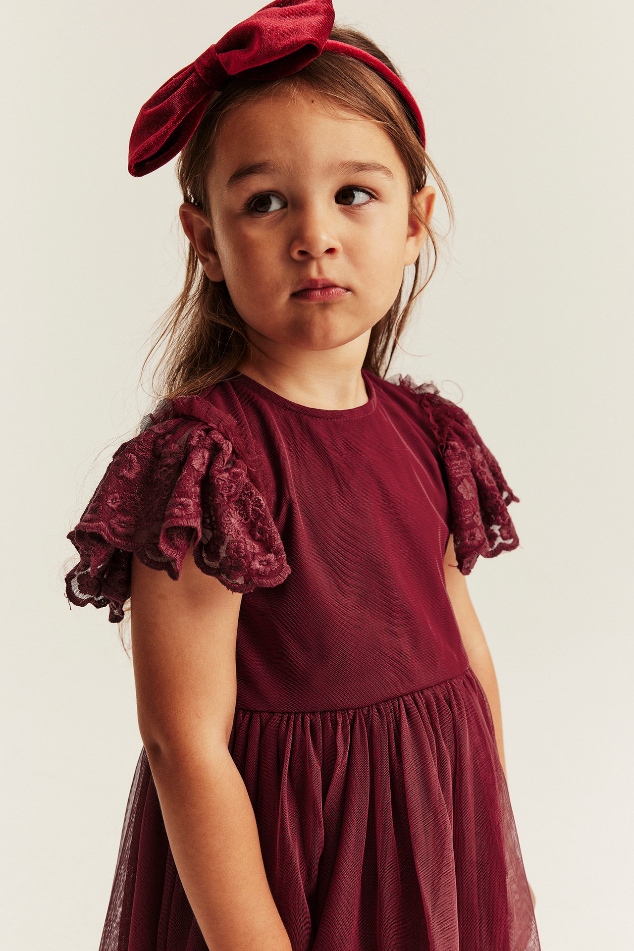 Mesh dress with embroidery - Red - 4