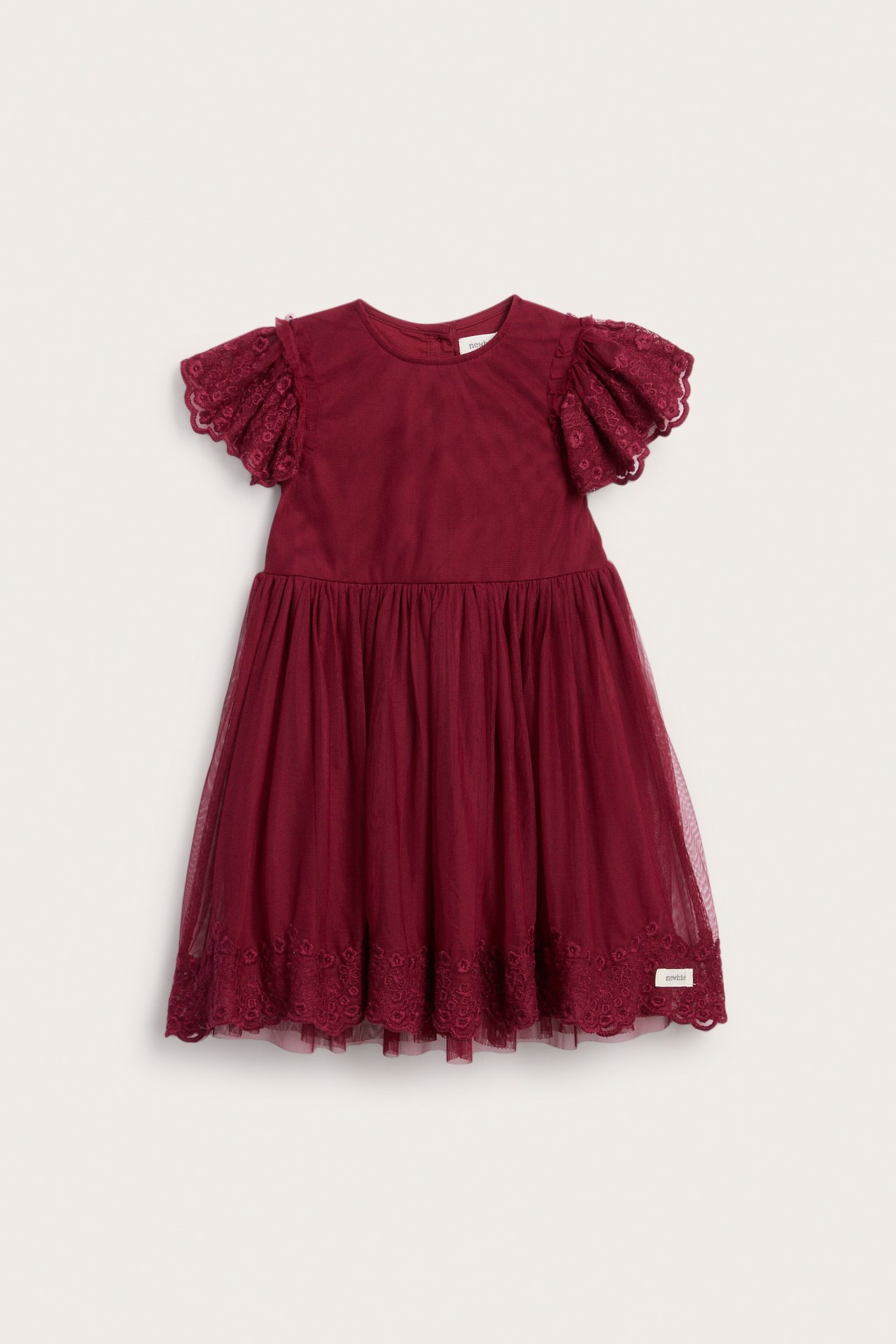 Mesh dress with embroidery - Red - 2