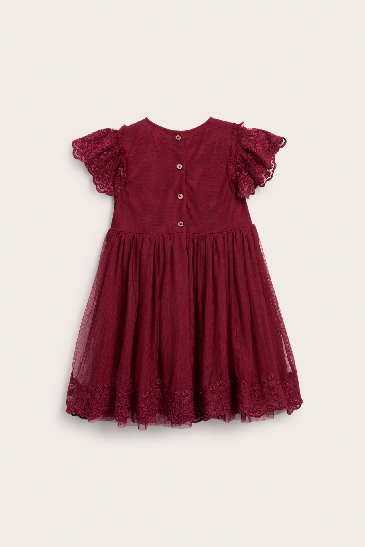 Mesh dress with embroidery - Red - 6