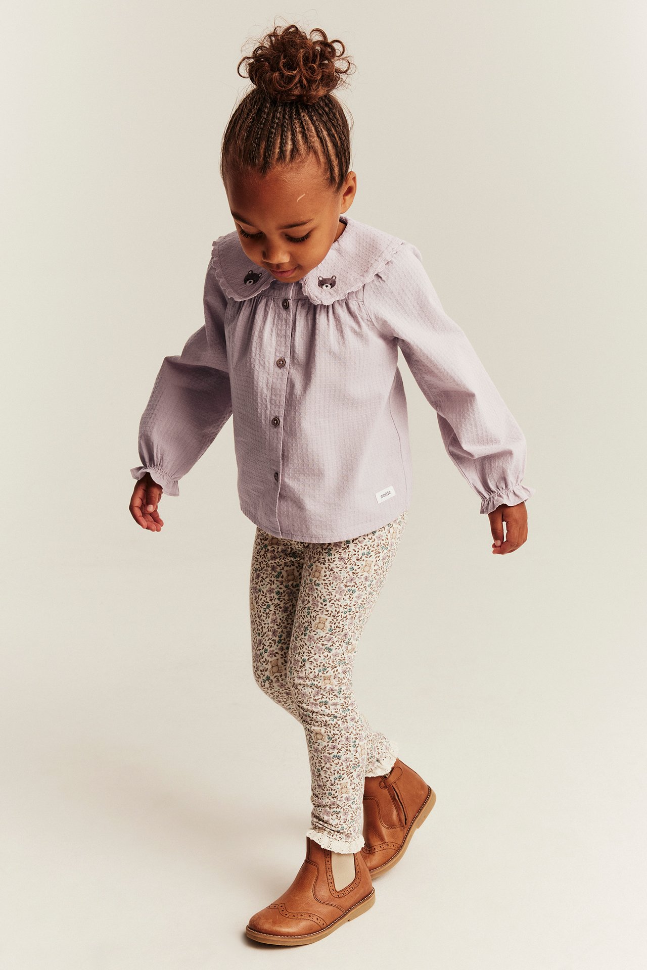 Blouse with lace collar - Light purple - 3