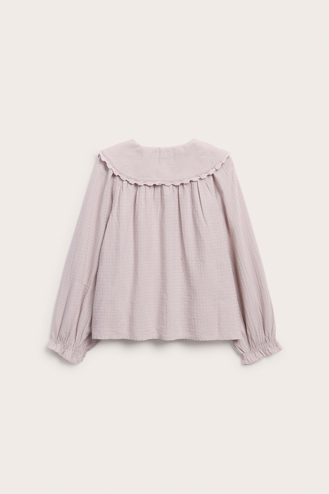 Bluse mit Spitzenkragen - Helllila - 7