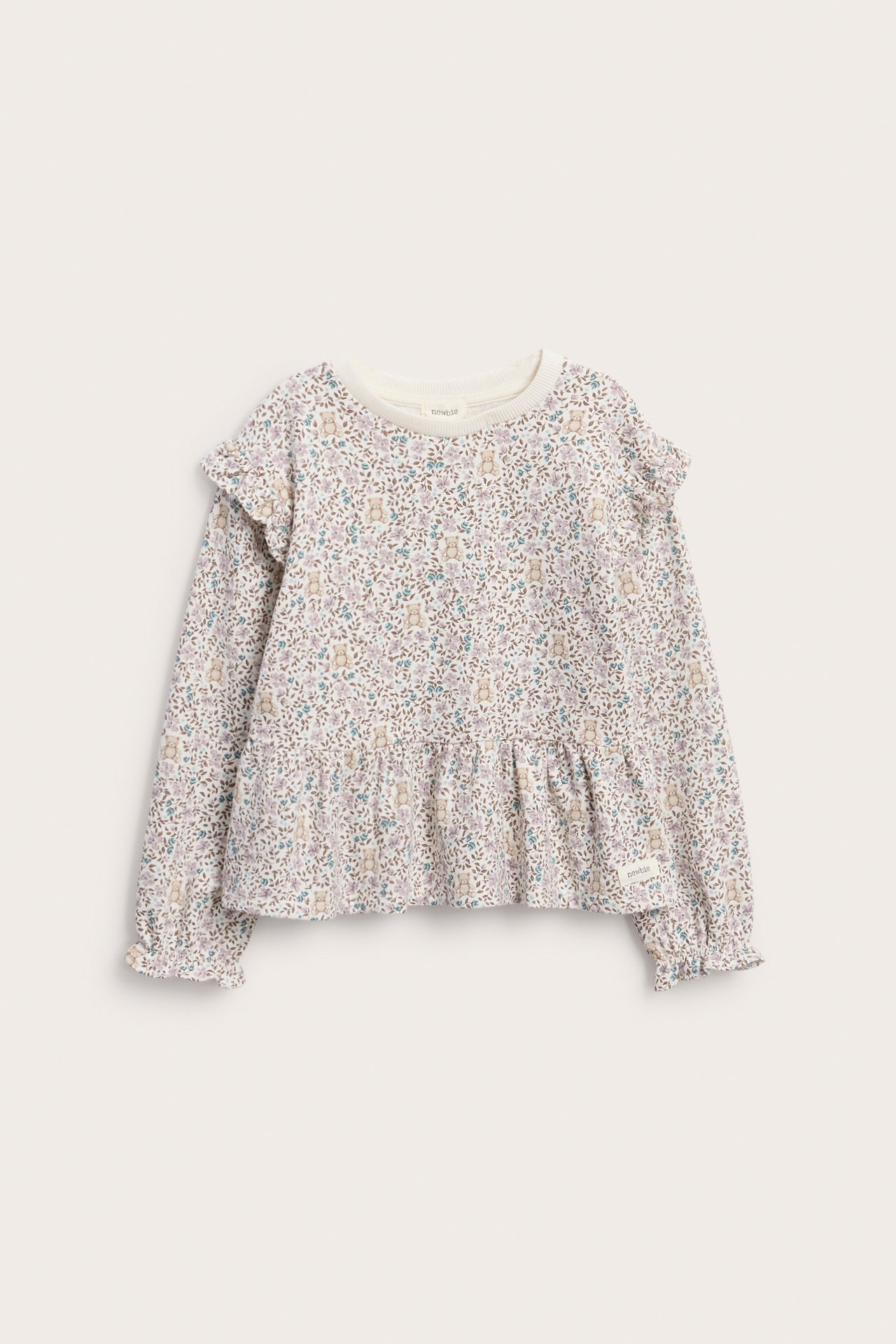 Blumiges Sweatshirt mit Volants - Naturweiß - 4