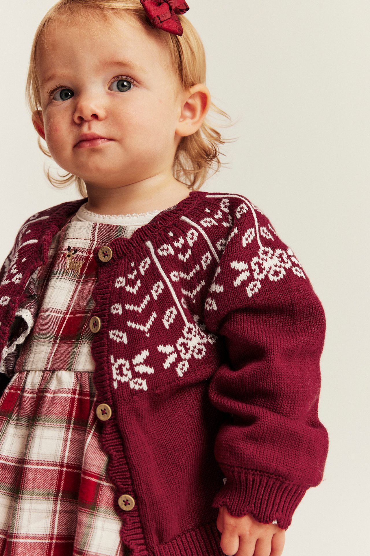 Jacquard Christmas cardigan - Red - 3