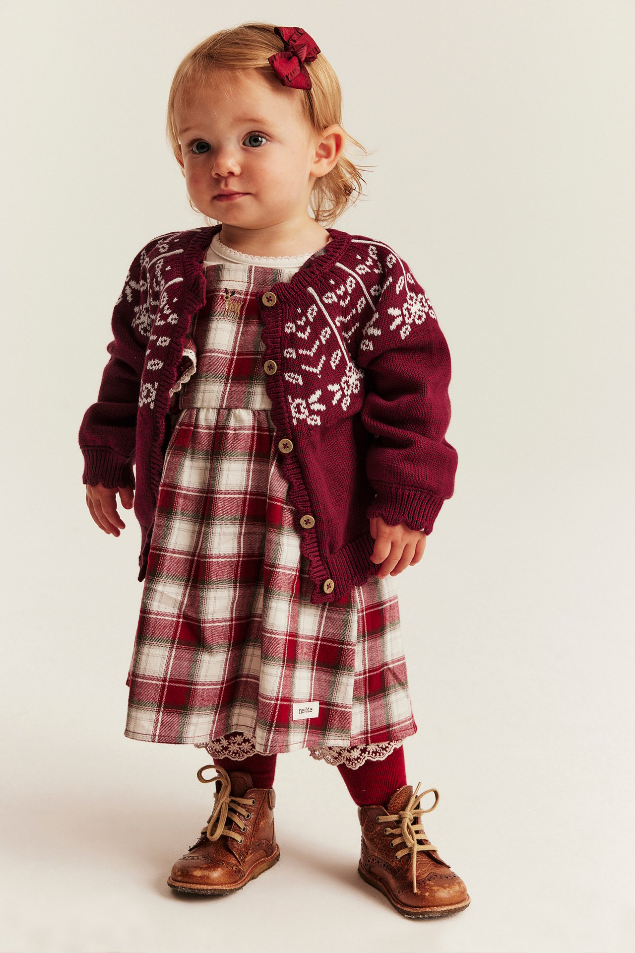 Jacquard Christmas cardigan - Red - 1