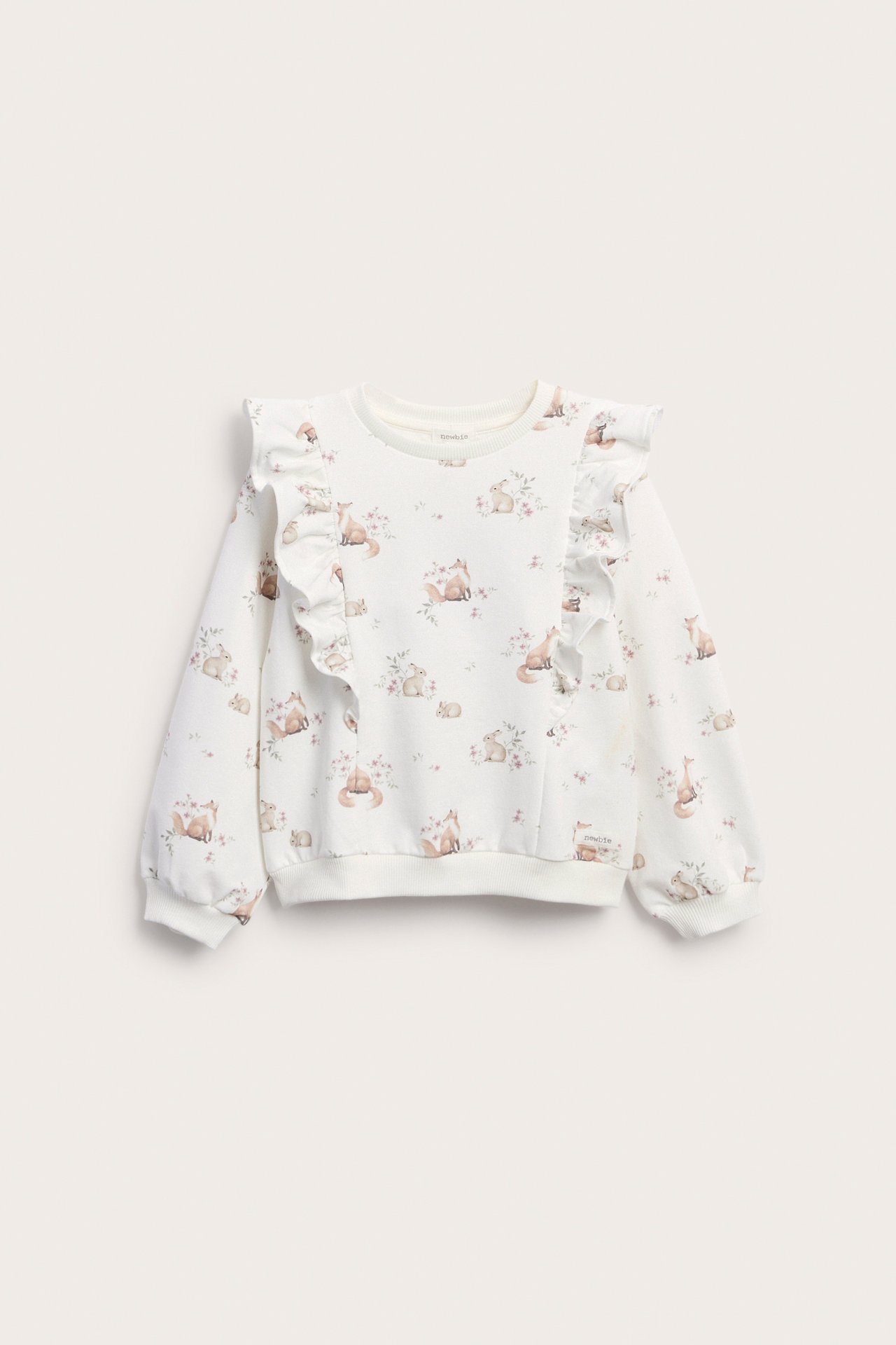 Patterned sweatshirt with frills