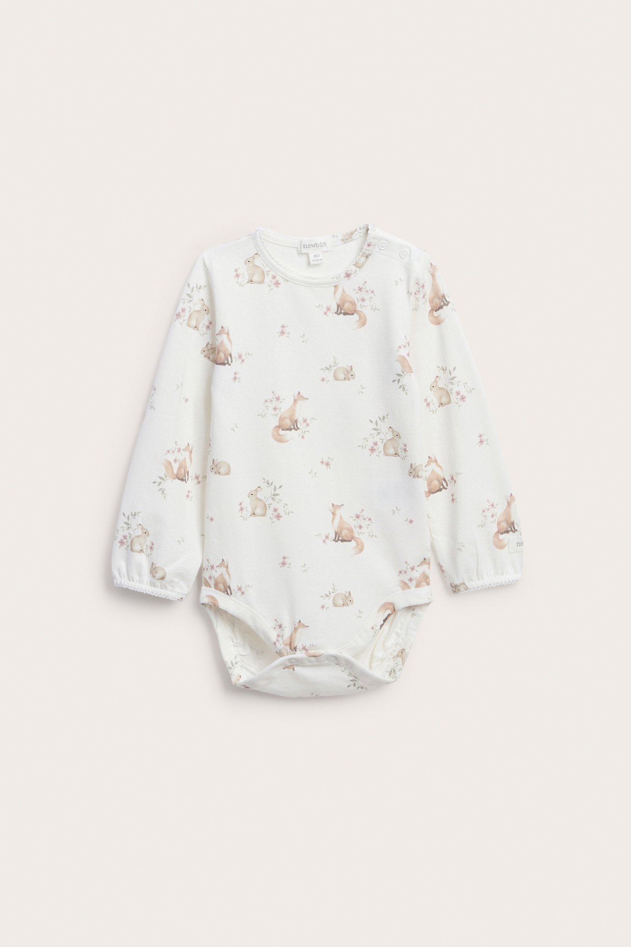 Long sleeve patterned bodysuit - Off-white - 1