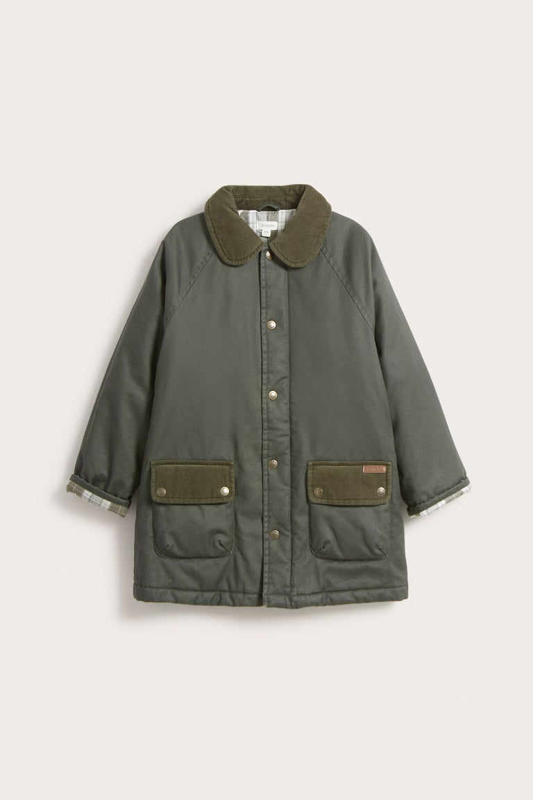 Waxed jacket with collar. | Green | Kids | Newbie