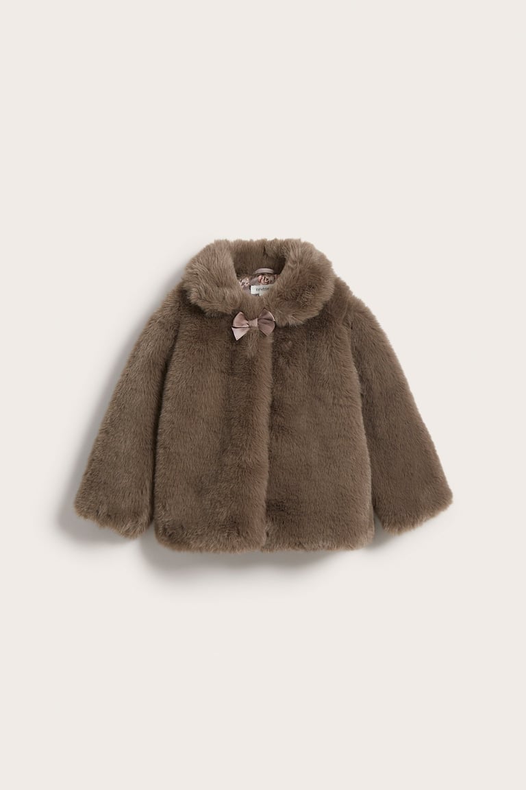コート fub felted coat brown 6y Faux fur jacket | Brown | Kids | Newbie