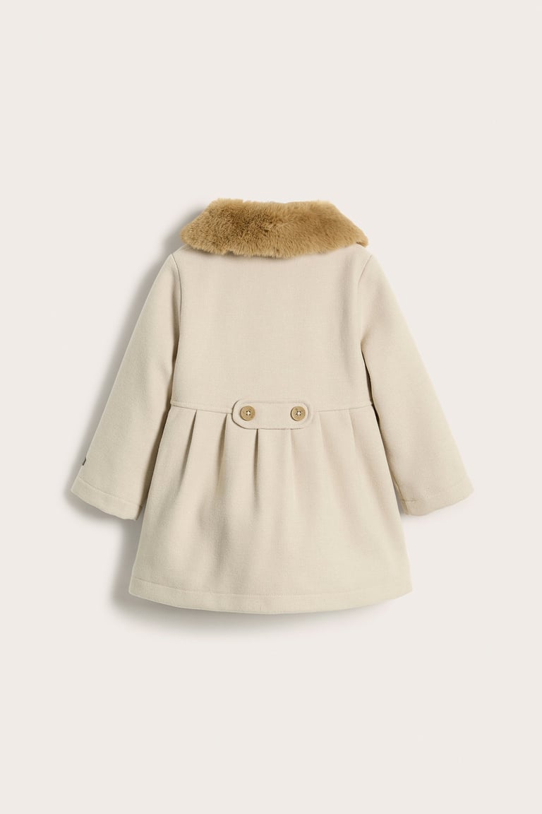 Faux fur collar coat | Beige | Kids | Newbie