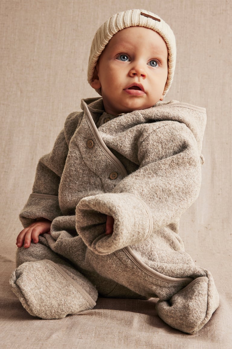 Wool coverall | Brown mélange | Baby | Newbie