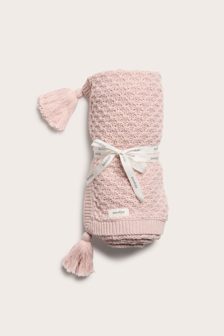 Gemusterte Strickdecke | Rosa | Baby
