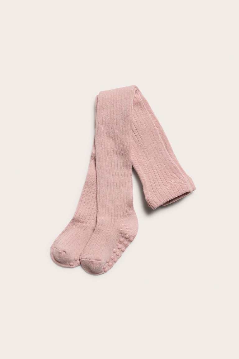 Ribbed wool tights Pink Baby Newbie