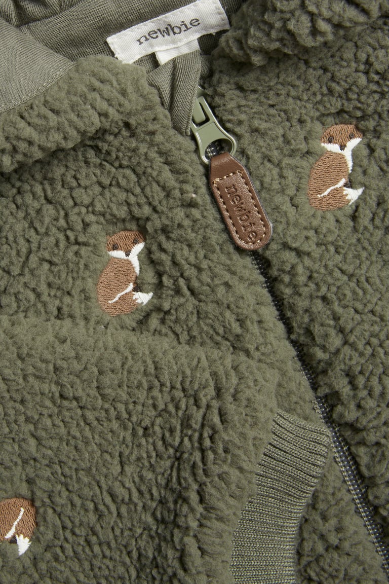 Pile jacket with fox motif | Dark green | Baby | Newbie