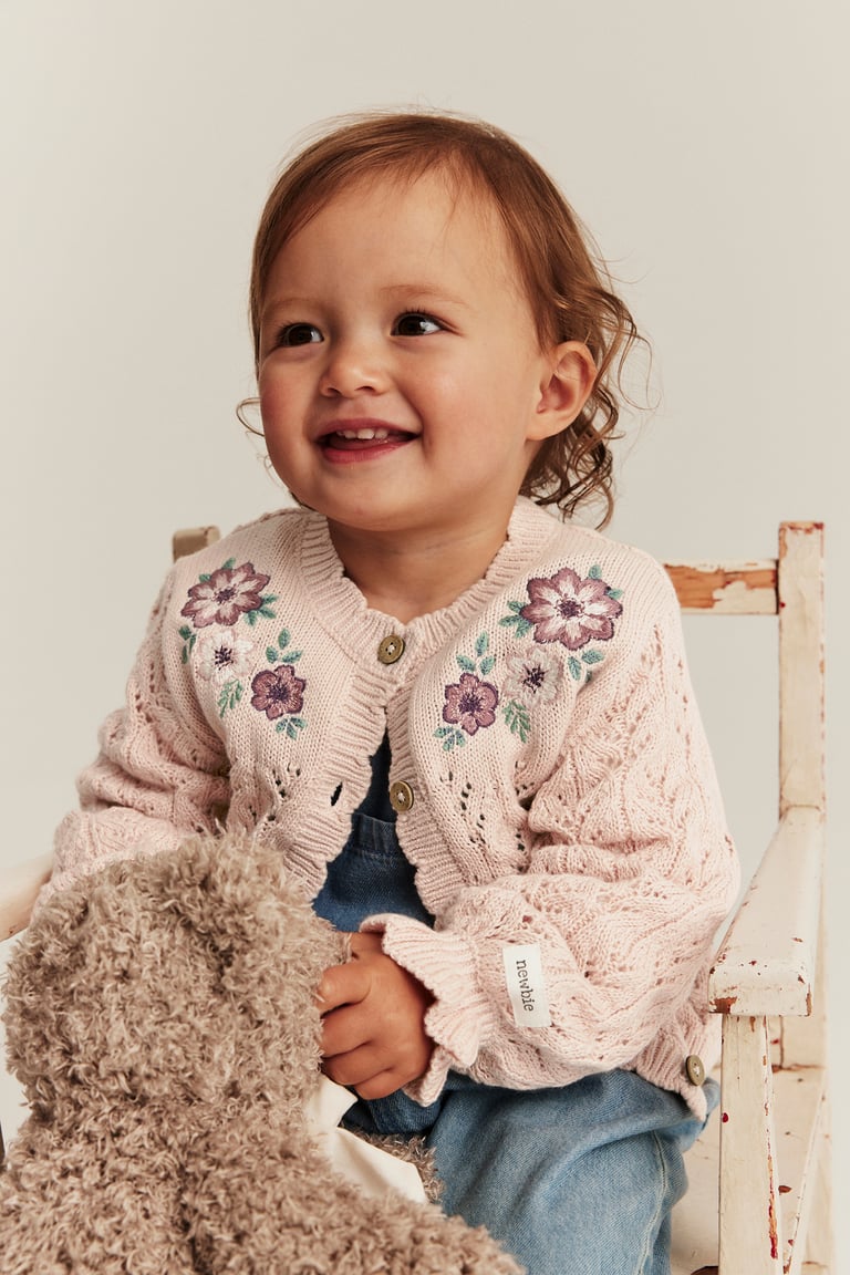 Knitted, patterned cardigan | Light pink | Baby | Newbie