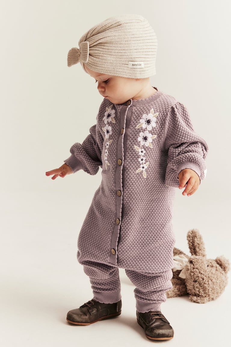 Texture-knit jumpsuit | Light purple | Baby | Newbie