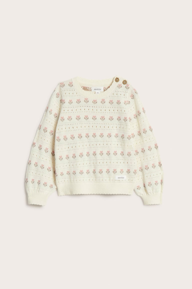 Jacquard-knit floral jumper | Off-white | Baby | Newbie