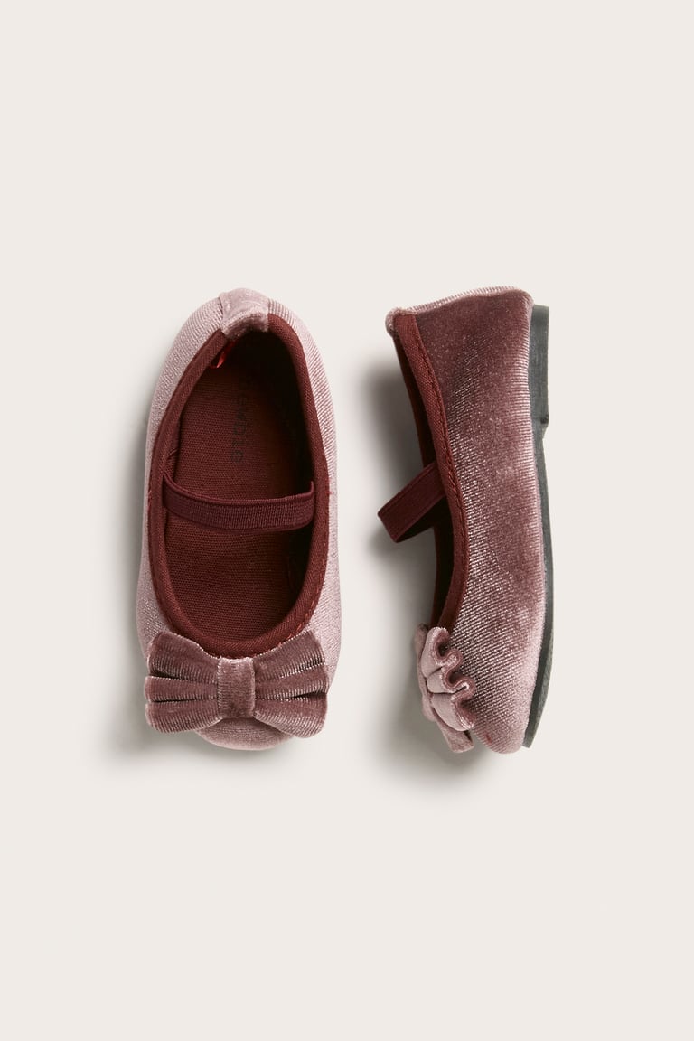 Velvet shoe with bow Wine red Baby Newbie