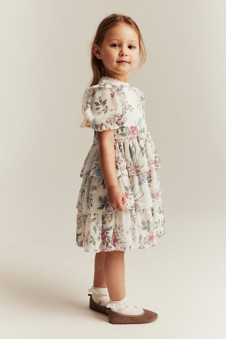 Floral chiffon dress | Off-white | Kids | Newbie