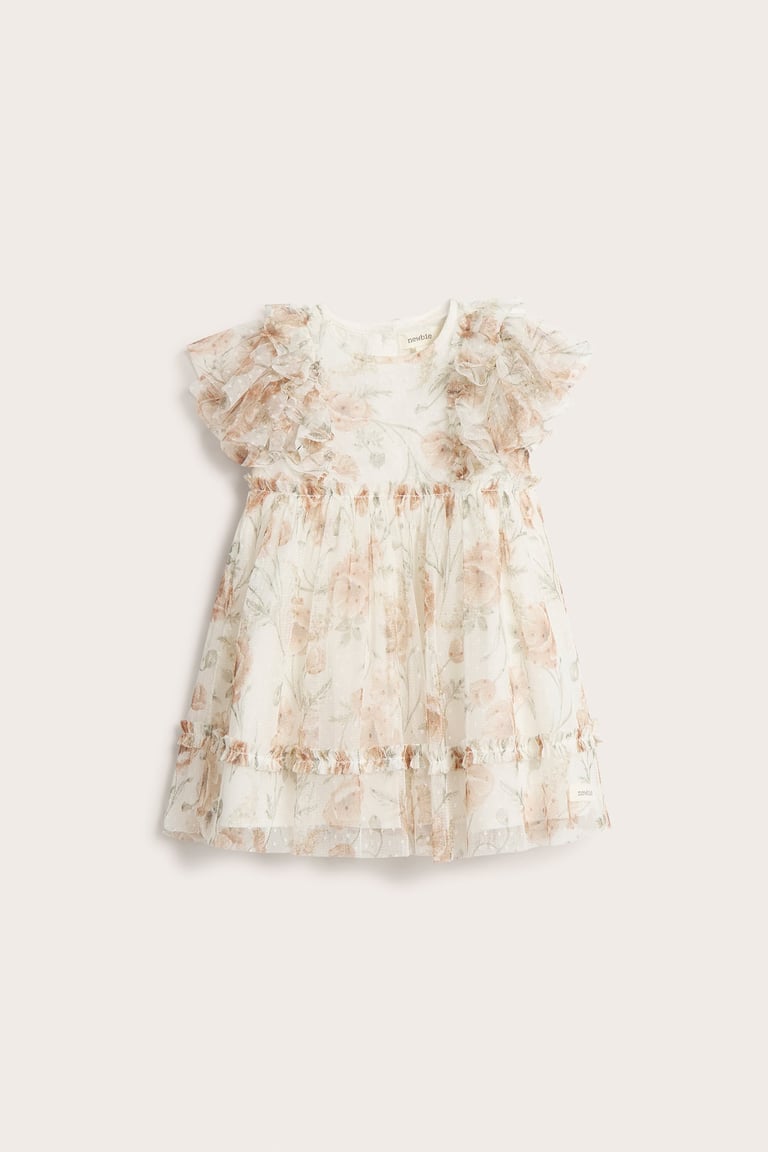 Floral mesh dress | Off-white | Baby | Newbie Floral mesh dress | Off-white | Baby | Newbie