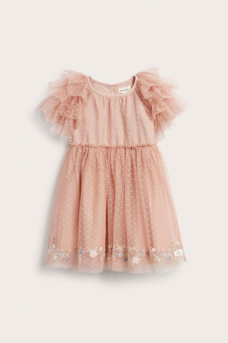 Mesh dress with frills | Pink | Baby | Newbie