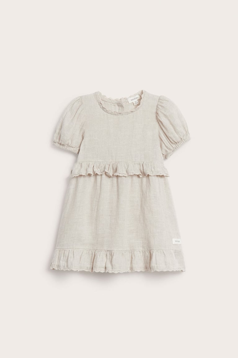 white linen baby dress White Linen Baby Girl Dress: Newborn Outfit, Baptism Gown