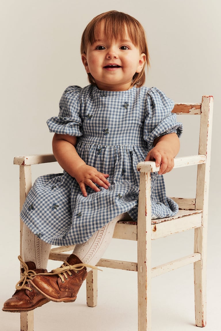 Plaid dress with blueberry print | Blue | Baby | Newbie Plaid dress with blueberry print | Blue | Baby | Newbie