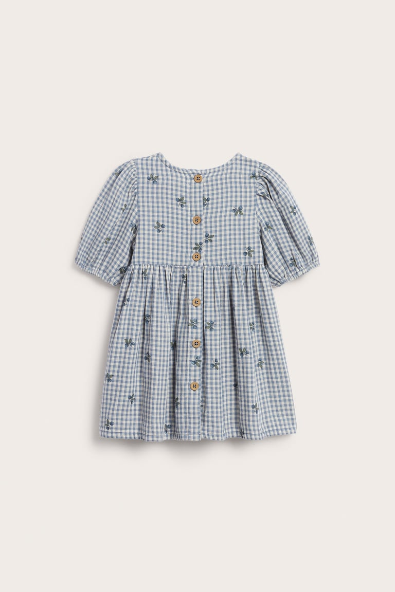 Plaid dress with blueberry print | Blue | Baby | Newbie