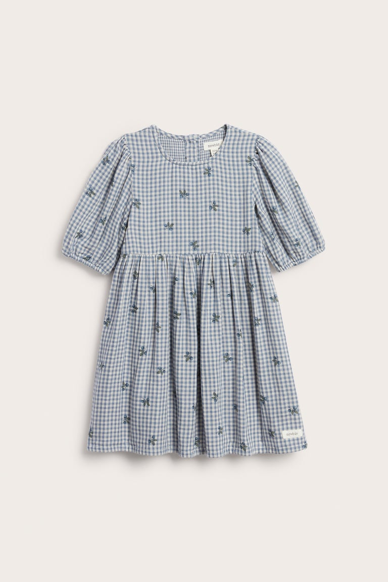 Plaid dress with blueberry print | Blue | Kids | Newbie