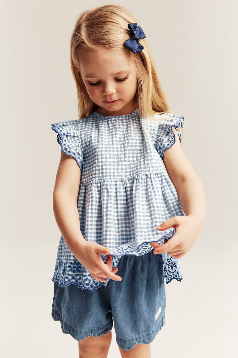 Peplum blouse with embroidery | Blue | Kids | Newbie